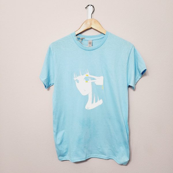 Light blue t-shirt with a peace girl. Made with 100% Cotton (Pre-shurnk)