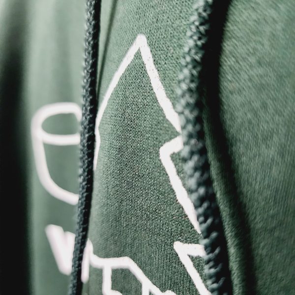 Green Hoodie with symbolic icons representing WA state