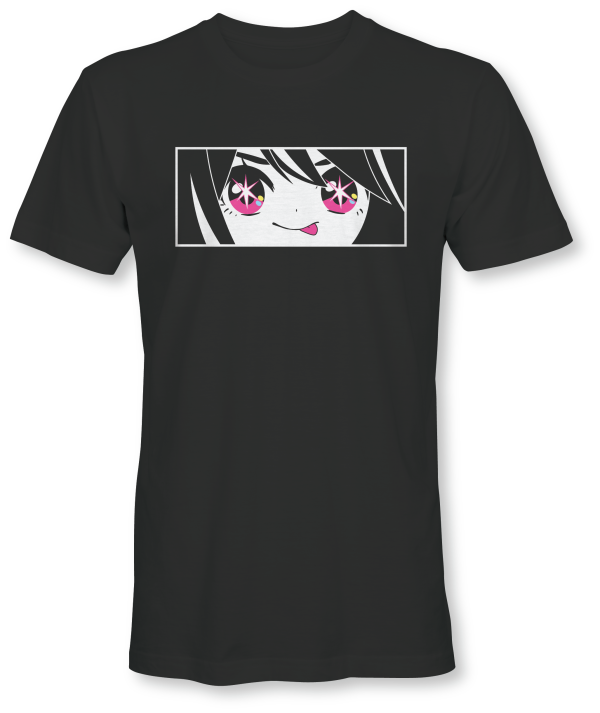 Black short sleeves with sparkle eyes. Inspired by Oshi no Ko!