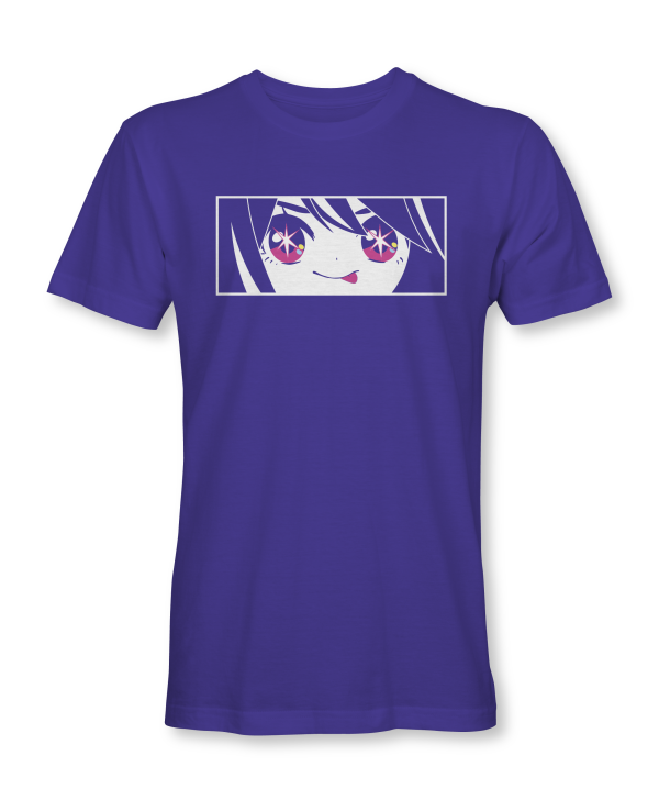 Purple short sleeves with sparkle eyes. Inspired by Oshi no Ko!